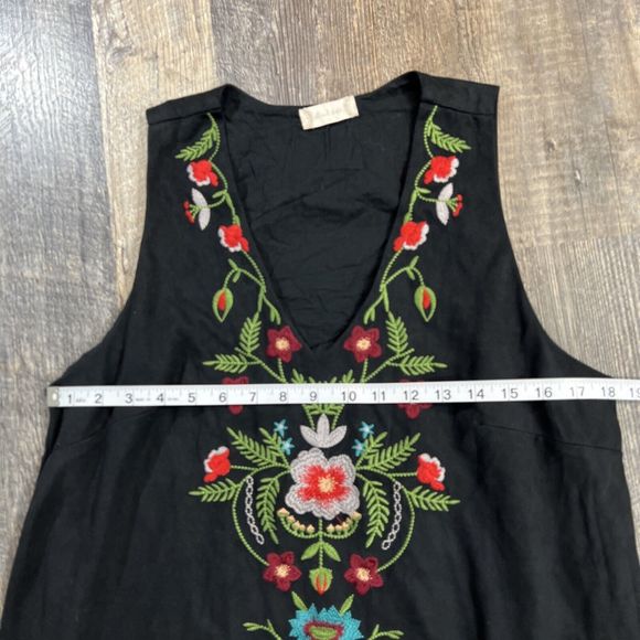 Altar'd Sate Faux Suede Embroidered Flowers V Neck Dress Fully Lined Size L - Picture 9 of 11